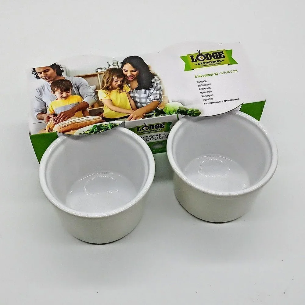 Lodge White 6 Oz. Stoneware Ramekins NIB